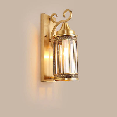 Traditional European Light Luxury Vintage Copper Glass 1/3-Light Wall Sconce Lamp