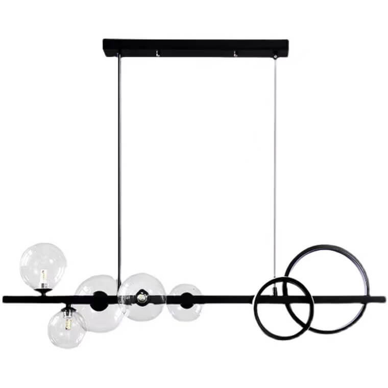 Contemporary Luxury Glass Iron Ball Ring 5-Light Island Light Chandelier For Dining Room