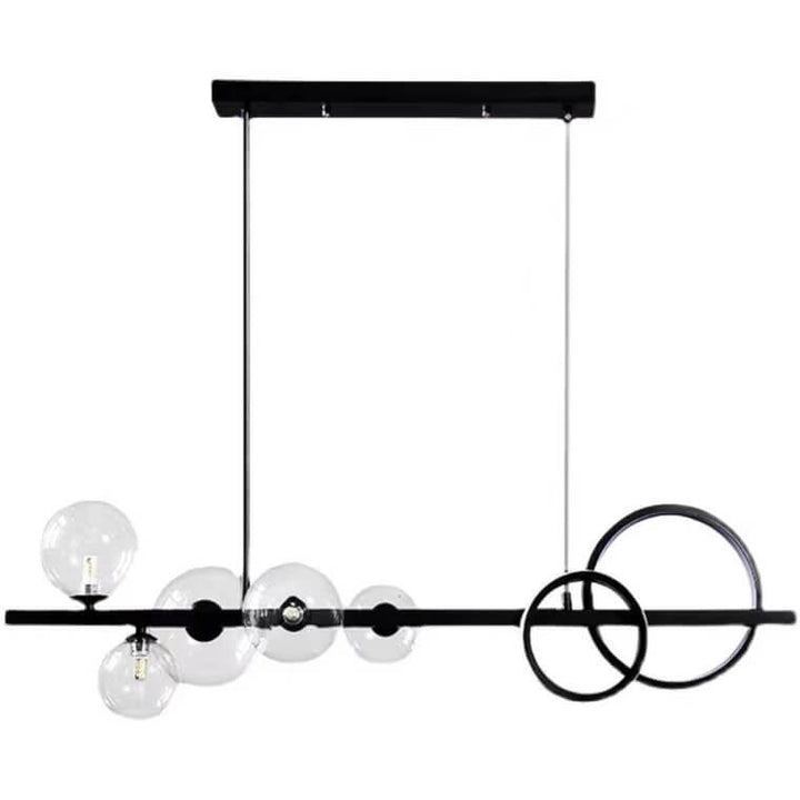 Contemporary Luxury Glass Iron Ball Ring 5-Light Island Light Chandelier For Dining Room