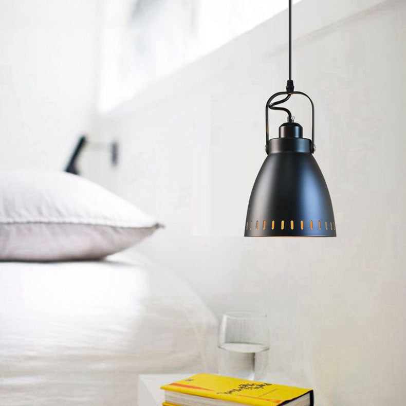 Nordic Vintage Black Cylinder Dome Iron 1-Light Pendant Light