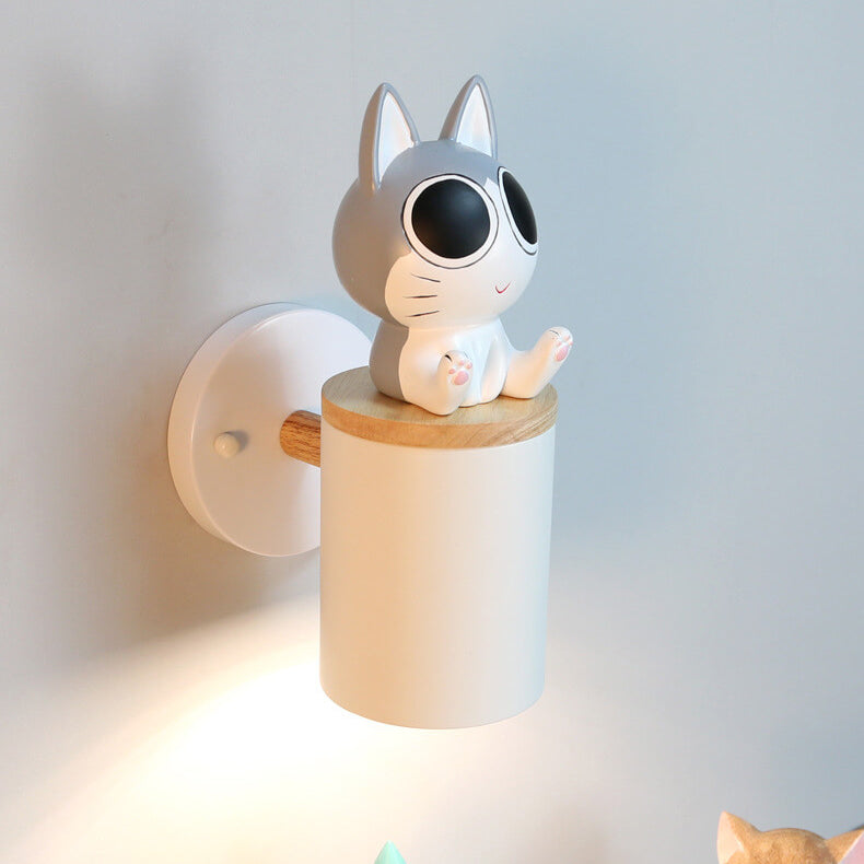 Creative Cartoon Cat Cylinder 1-Light Wall Sconce Lamp