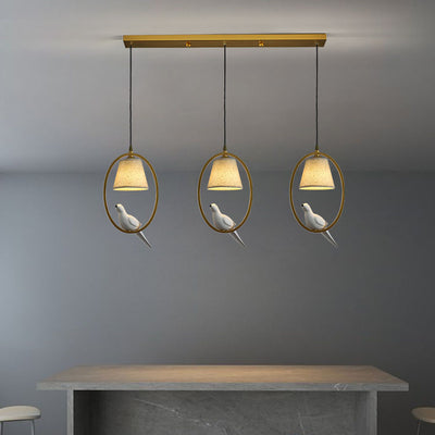 Nordic Minimalist Bird Fabric Circle 1/3 Light Island Light Chandelier