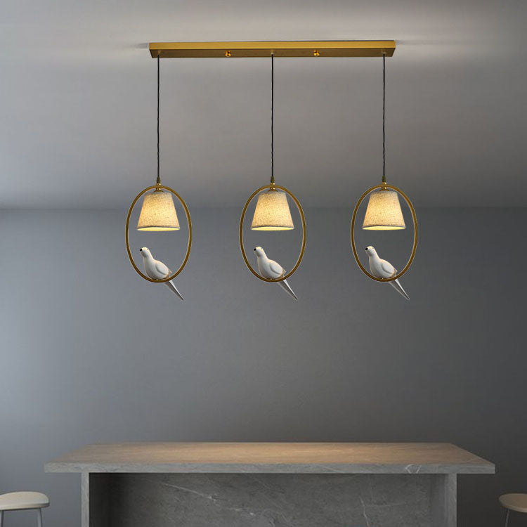 Nordic Minimalist Bird Fabric Circle 1/3 Light Island Light Chandelier