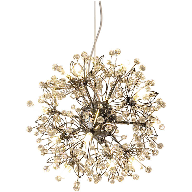 Contemporary Nordic Light Luxury Round Ball Stainless Steel Crystal LED Chandelier For Hallway