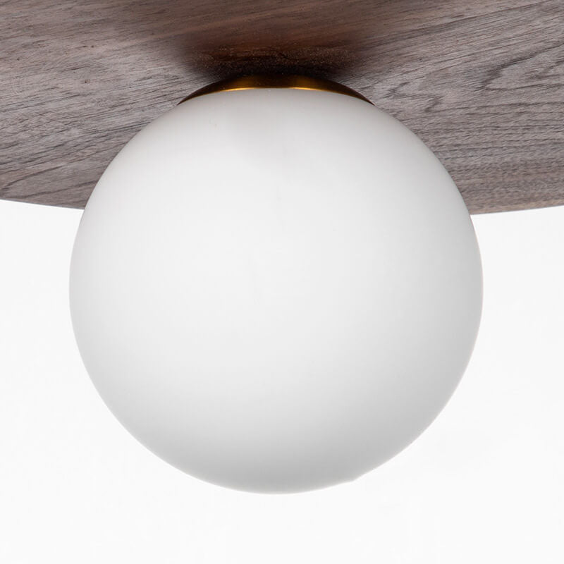 Nordic Vintage Walnut Disc Round Ball 1 - Light Pendant Light