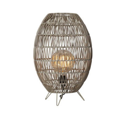 Modern Japanese Rattan Weaving Round Shaped Outdoor Waterproof Patio 1-Light Floor Lamp