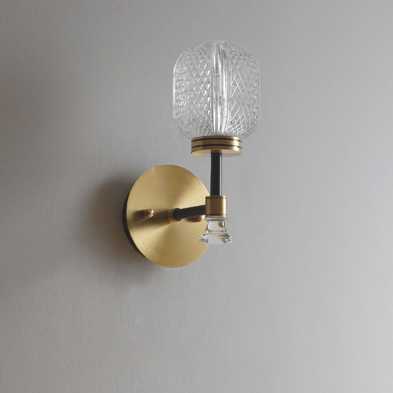 Modern Luxury Glass Oval Copper Base 1-Light Wall Sconce Lamp For Living Room