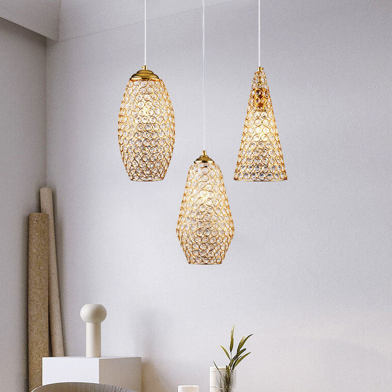 European Light Luxury Geometric Hardware Crystal 1-Light Pendant Light