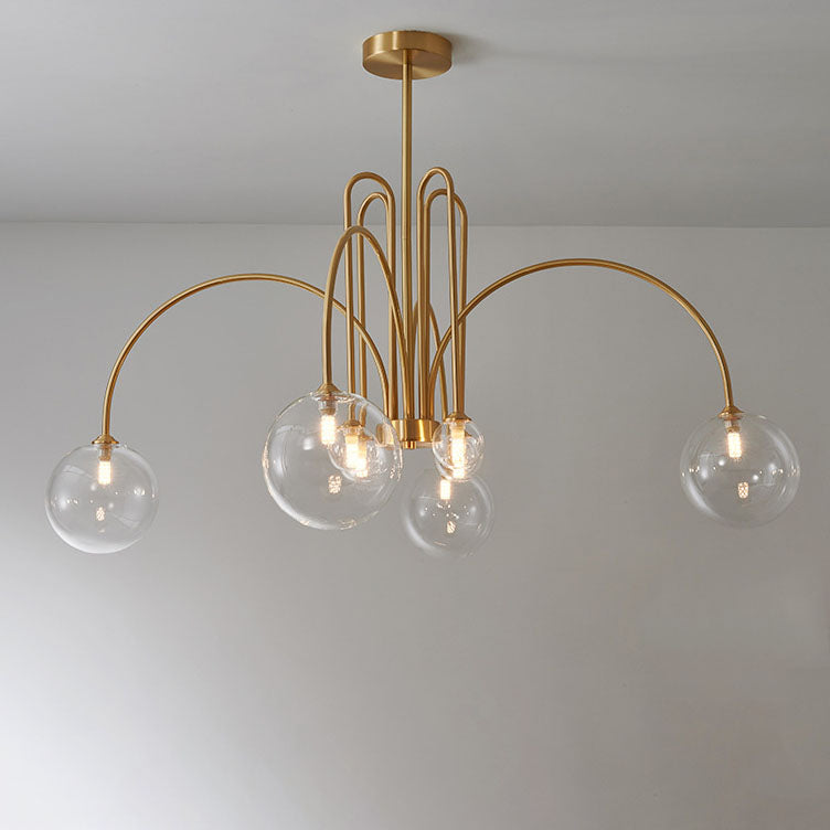 Modern Minimalist Glass Bubble Ball Brass 4/6/8 Light Chandelier