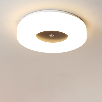 Minimalist Chinese Walnut Round Acrylic LED Flush Mount Ceiling Light