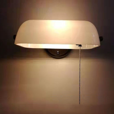 Vintage Glas Eisen Runde 1-Licht Reißverschluss Wandleuchte Lampe