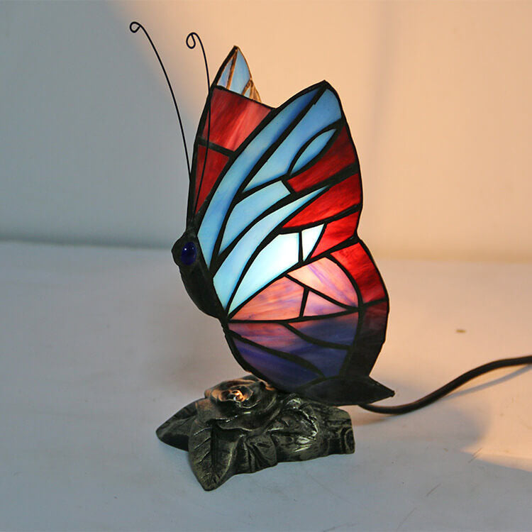 Tiffany Glass Butterfly Shape Night Light 1-Light Table Lamp