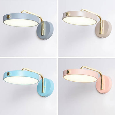 Modern Minimalist Macaron Solid Color Round Head Iron Acrylic LED Wall Sconce Lamp