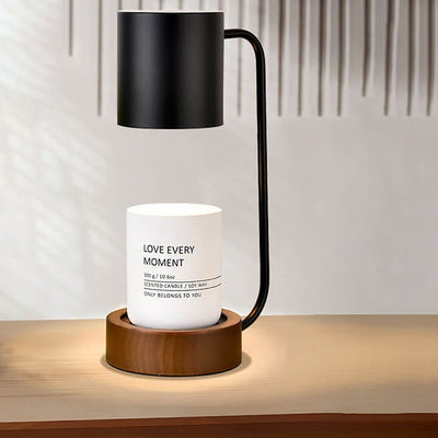 Lámpara de Mesa de Cera Derretida de 1 Luz con Regulación de Tiempo de Madera Minimalista Japonesa 