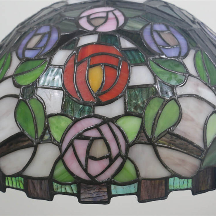 Vintage Tiffany Rose Buntglas Kuppel 1-Licht Pendelleuchte