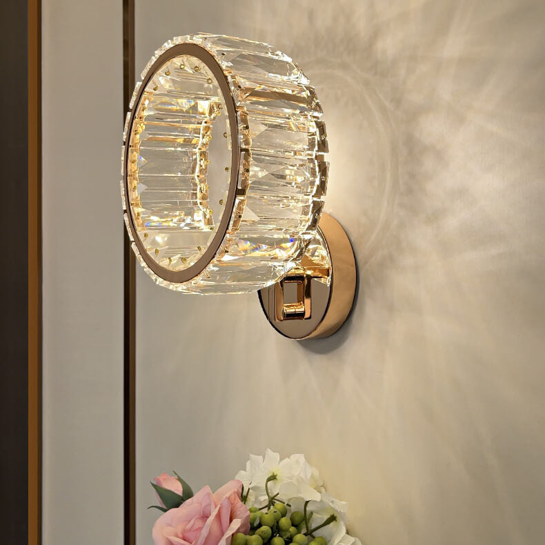 Nordic Light Luxury Crystal Ring LED Wall Sconce Lamp