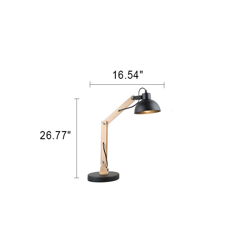 Lampe de table à 1 lumière en fer en bois pliable classique européen 