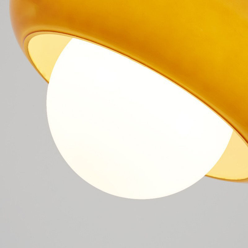 Contemporary Scandinavian Iron Semi-circular Glass Shade 1-Light Pendant Light For Living Room