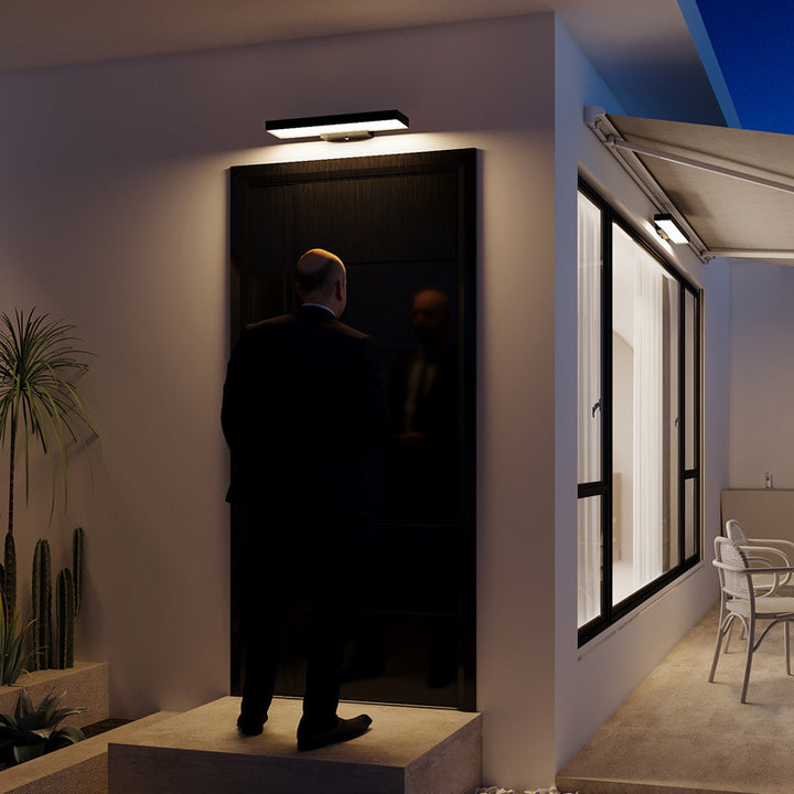 Moderne minimalistische rechteckige flache LED-Sensor-wasserdichte Wandleuchte für den Außenbereich 