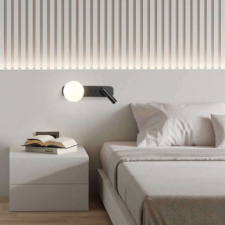 Modern Minimalist Glass Sphere LED Spotlight Reading Wall Sconce Lamp