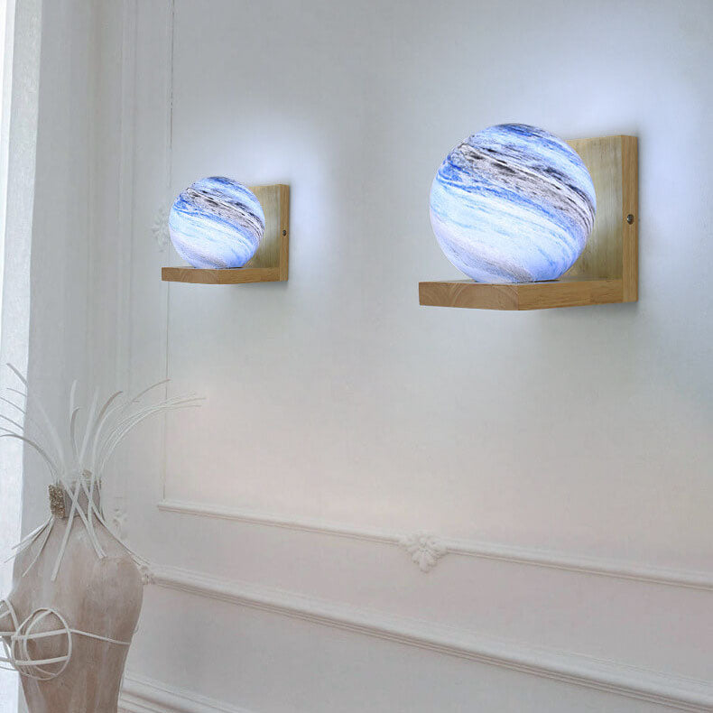 Applique Murale en Verre et Bois Nordic Creative Planet à 1 Lumière 