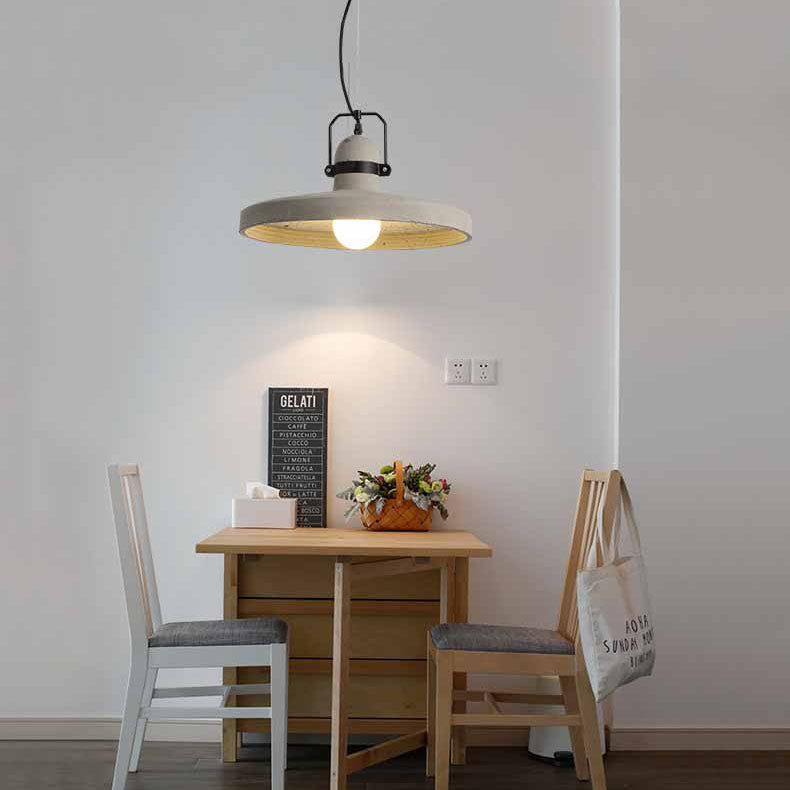 Industrial Vintage Cement Round Disc 1-Light Pendant Light