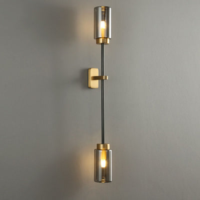 Modern Luxury Brass Glass Cylinder Jar 2/4 Light Wall Sconce Lamp