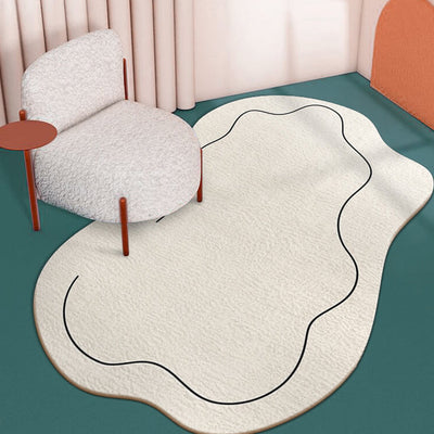 Modern White Curve Shape Bedroom Living Room Rugs