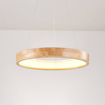Japanese Simplicity Log Circle Island Light LED Chandelier