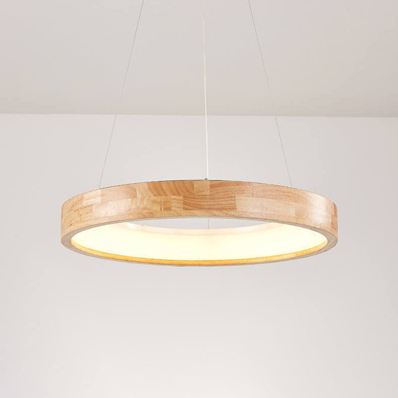 Japanese Simplicity Log Circle Island Light LED Chandelier