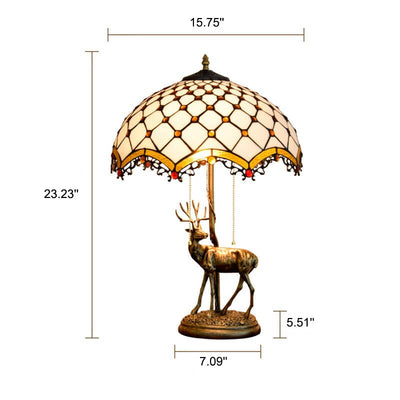 Tiffany Creative Moose Stained Glass 2-Light Table Lamp