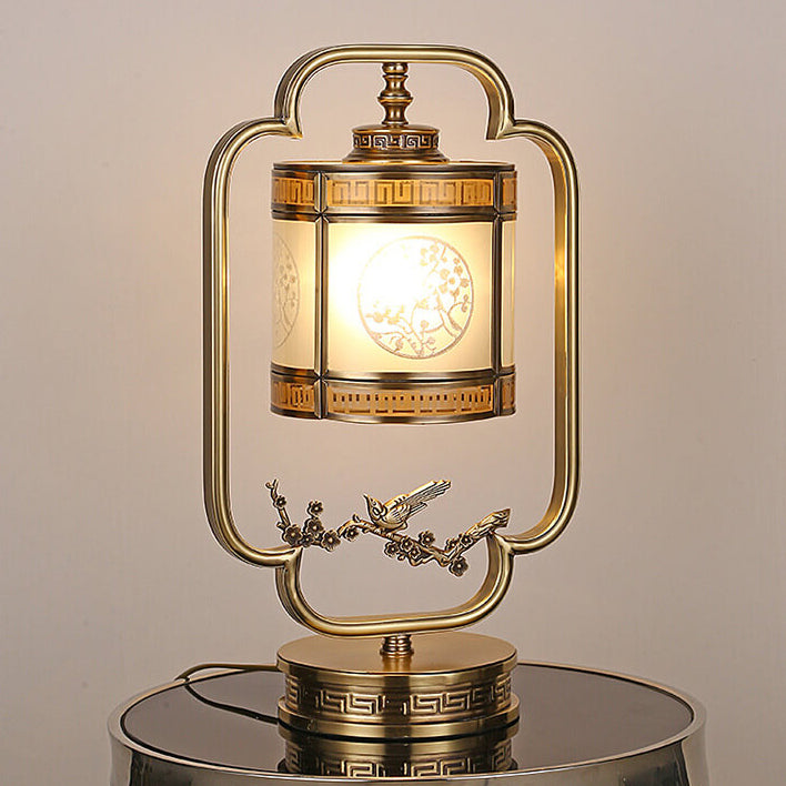 Modern Luxury Glass Copper 1-Light Table Lamp For Bedroom