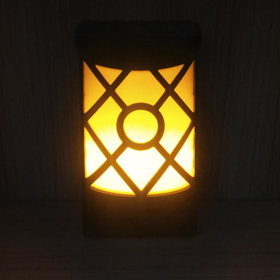 Solar Flame Half Column LED Outdoor Sensor Wall Sconce Lamp