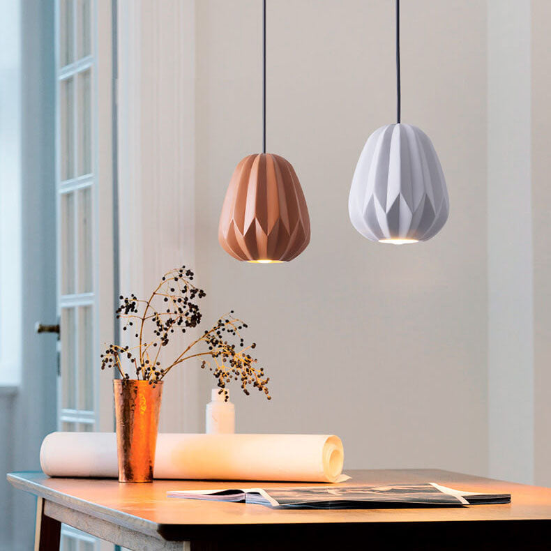 Nordic Macaron Texture Oval Resin 1-Light Pendant Light