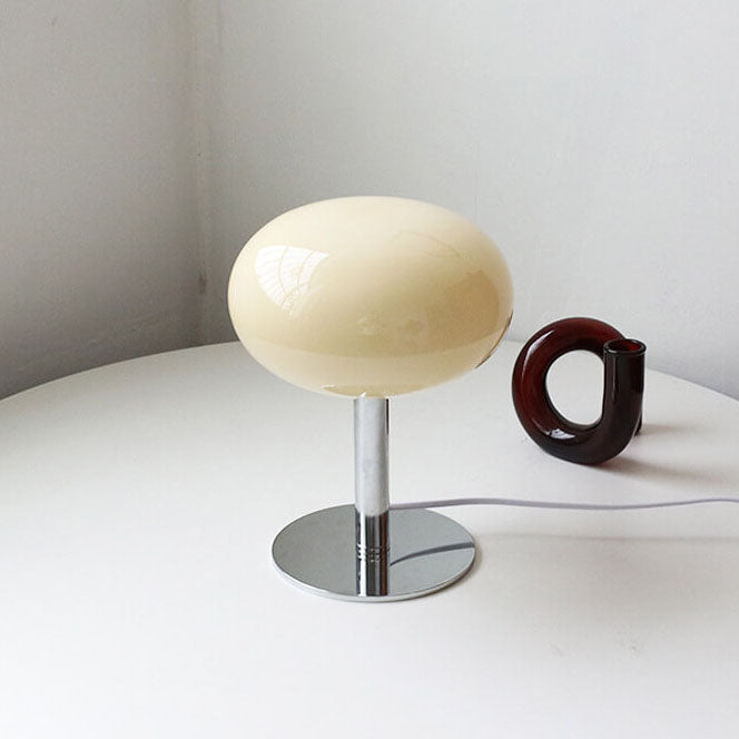 Zeitgenössische nordische runde Eisen-Glas-Tischlampe mit 1 Licht für das Schlafzimmer 