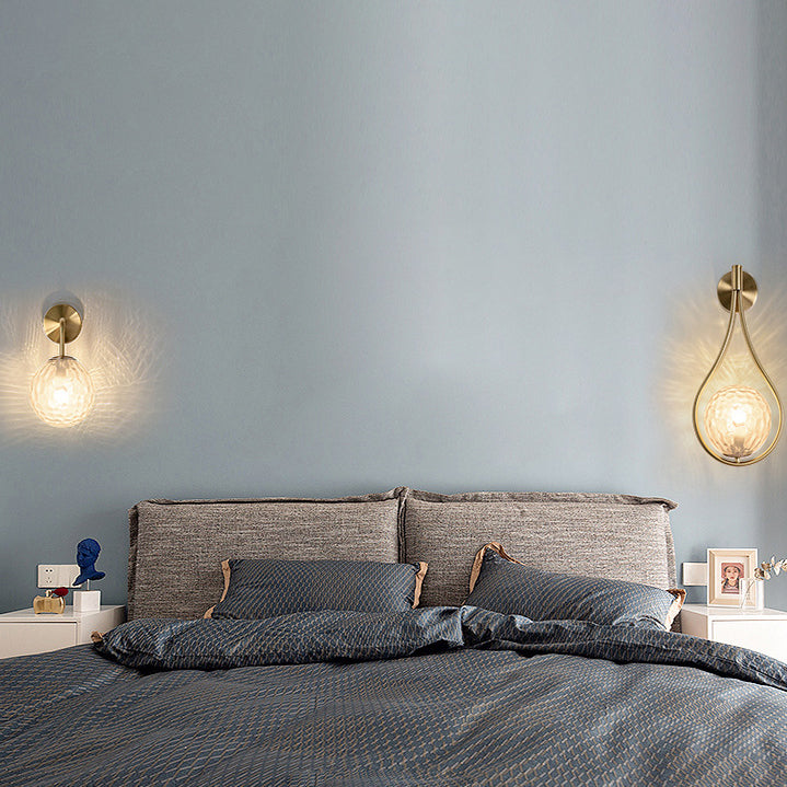 Moderne Luxus Tropfenförmige Runde Kugel Eisen Glas 1-Licht Wandleuchte Lampe 