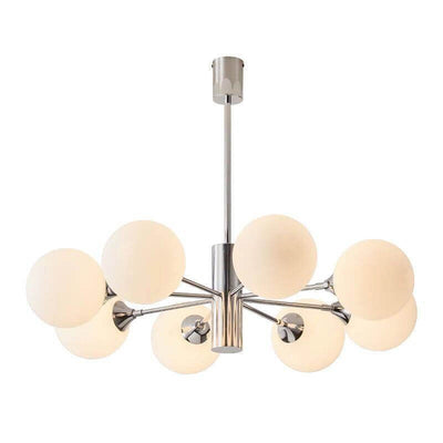 Modern Light Luxury White Round Ball Glass Iron 3/5/8-Light Chandelier