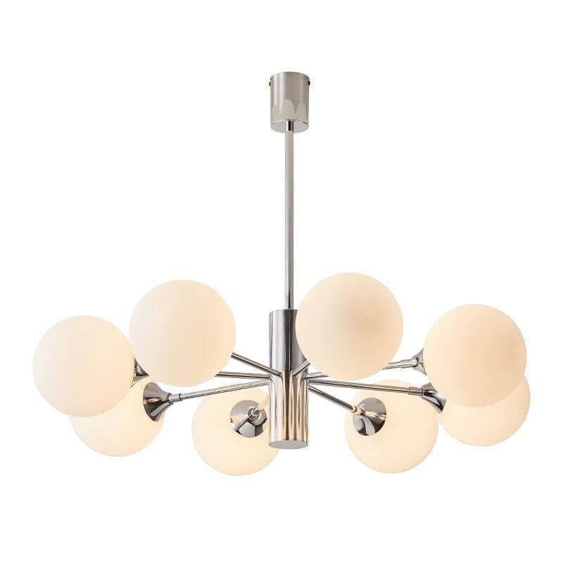 Modern Light Luxury White Round Ball Glass Iron 3/5/8-Light Chandelier