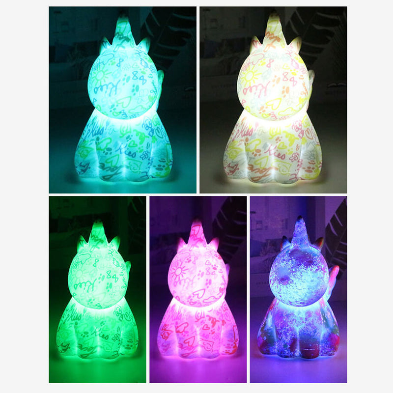Creative Unicorn Painted 3D Printed LED Night Light Table Lamp