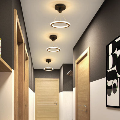 Modern Simplicity Aluminum Circle Strip LED Semi-Flush Mount Ceiling Light For Hallway