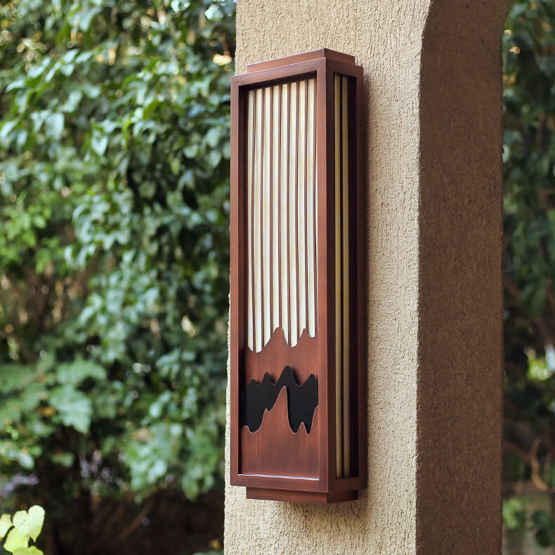 Aplique de pared moderno chino rectangular de acero inoxidable con imitación de mármol para exteriores, impermeable, de 1 luz 