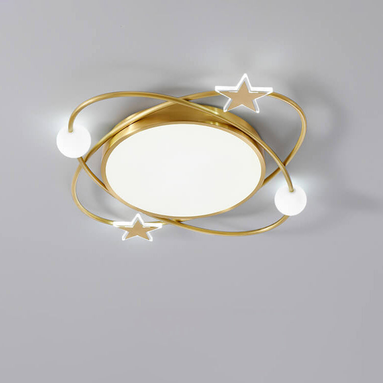 Modern Simple Full Copper Acrylic Creative Star Surround Design LED Flush Mount Light
