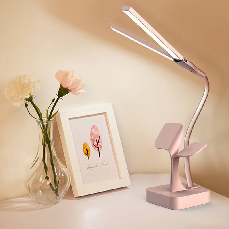 Modern Folding Dual Lamp Plug-In Station Table Lamp