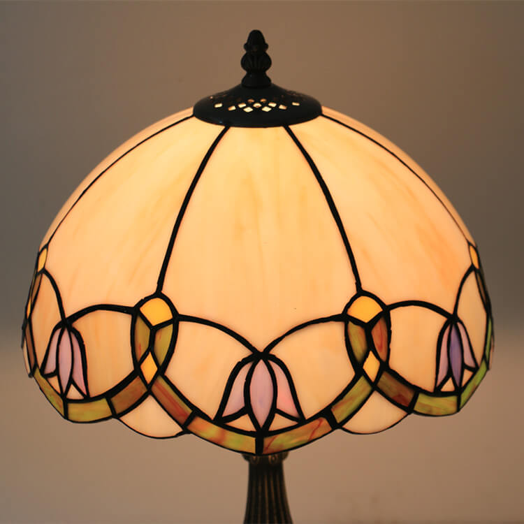 European Vintage Tiffany Flora 1-Light Table Lamp