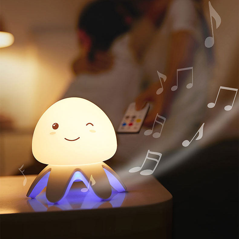 Creative Silicone Jellyfish Music USB Rechargeable Remote Control LED Night Light Table Lamp