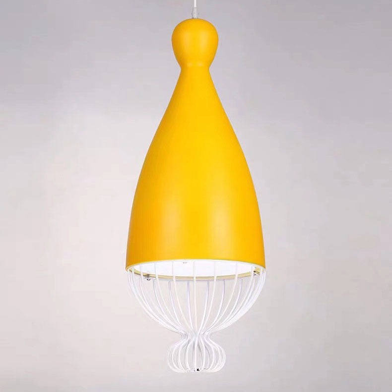 Contemporary Nordic Iron Macaron Bowling Shape 1-Light Pendant Light For Living Room &amp; Dining Room