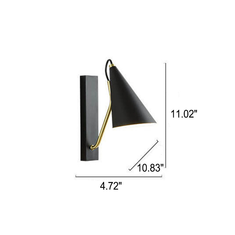 Nordic Minimalist Cone Shade Long Base 1-Light Wall Sconce Lamp