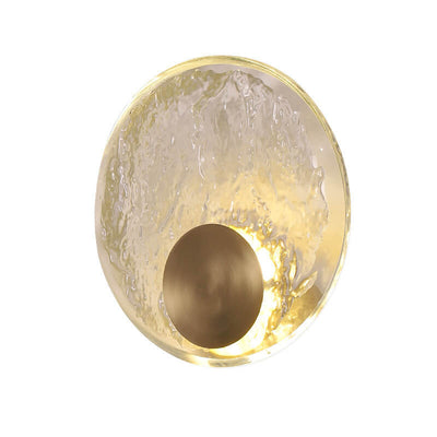 Modern Ice Cracked Glass Copper Round LED Wall Sconce Lamp