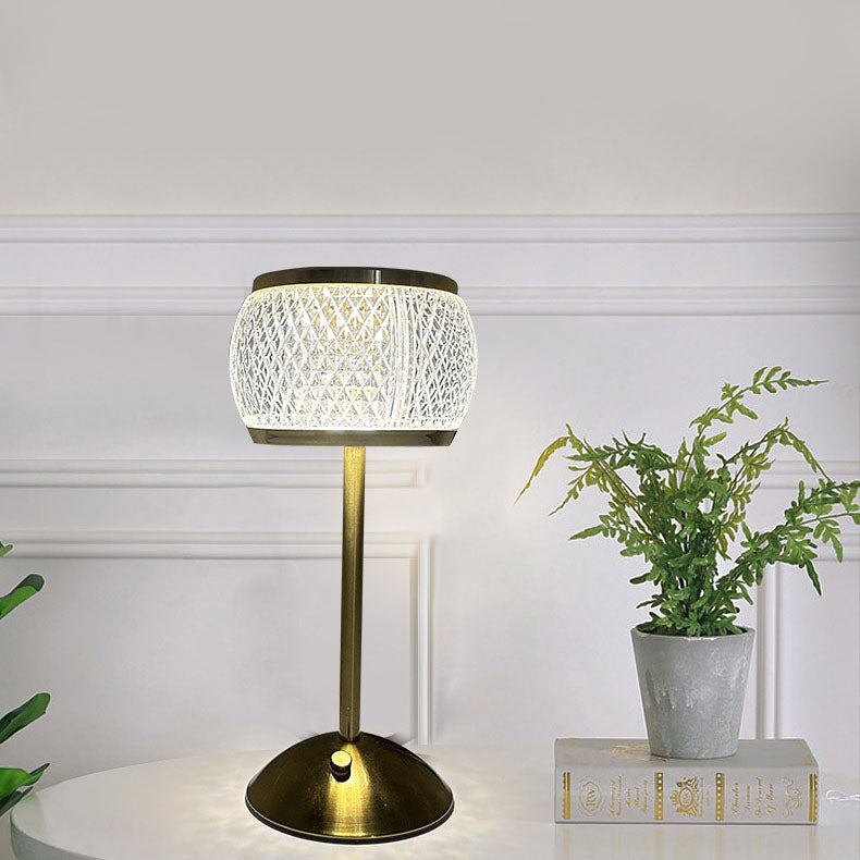 Nordic Minimalist Acrylic Drum Gold LED Rechargeable Touch Table Lamp