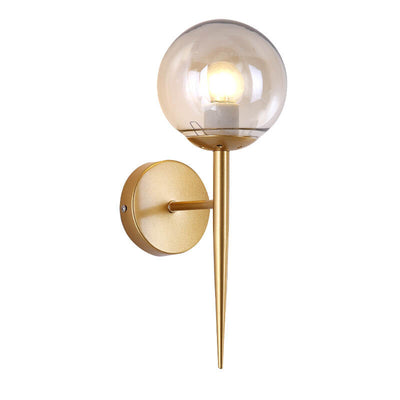 Modern Minimalist Glass Round Ball Shade Long Pole 1-Light Wall Sconce Lamp